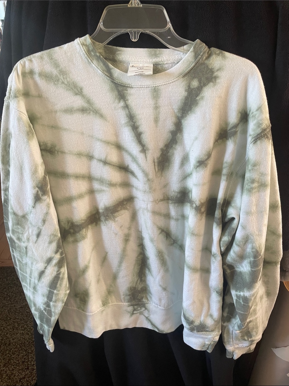 Relaxed Tie-Dye Crewneck Sweatshirt - Sage Green